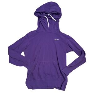 Nike Purple Funnel Neck Pullover Hoodie Sweatshirt Womens Embroidered Swoosh